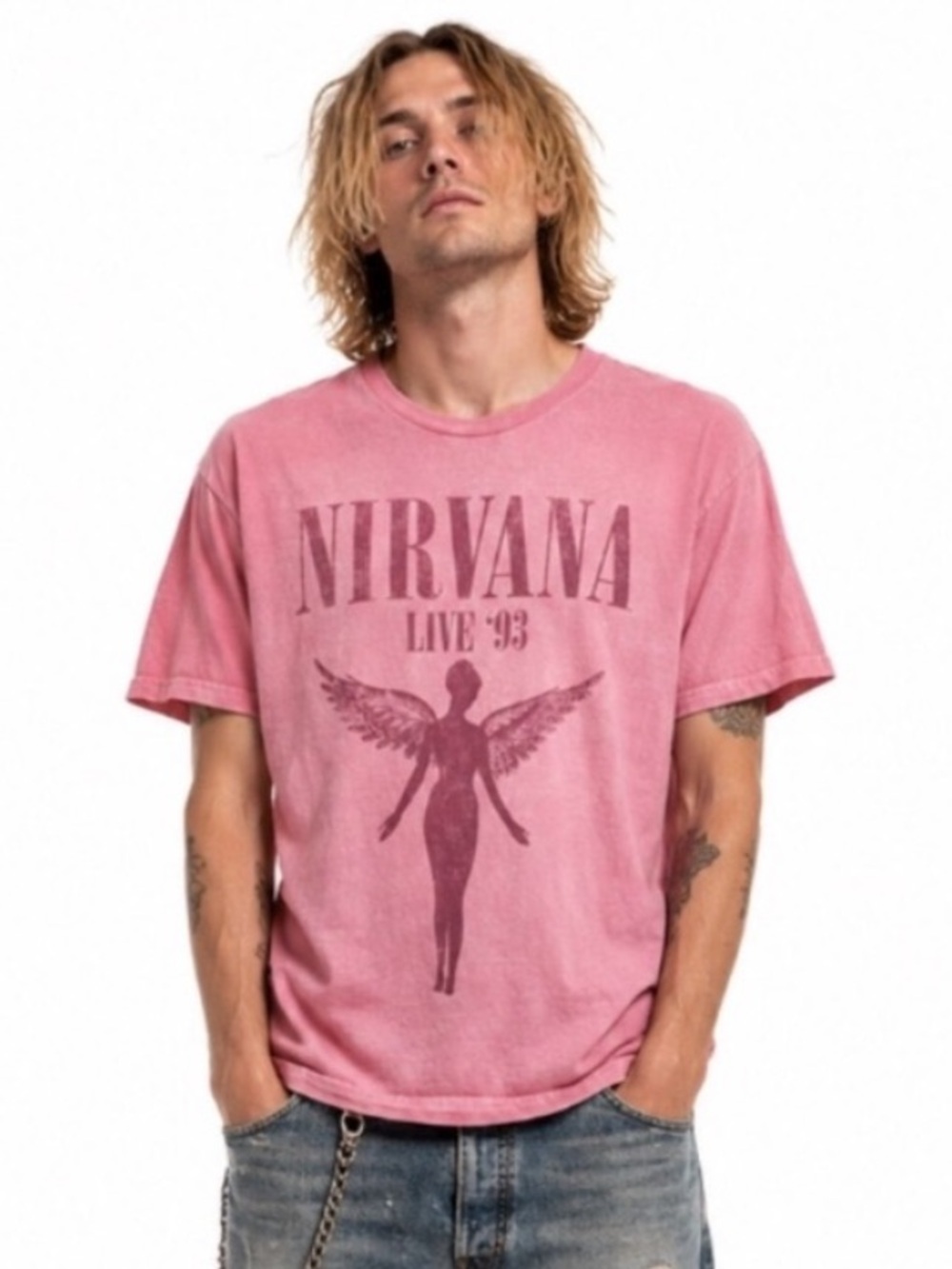 Nirvana Shirt L Grunge Pink